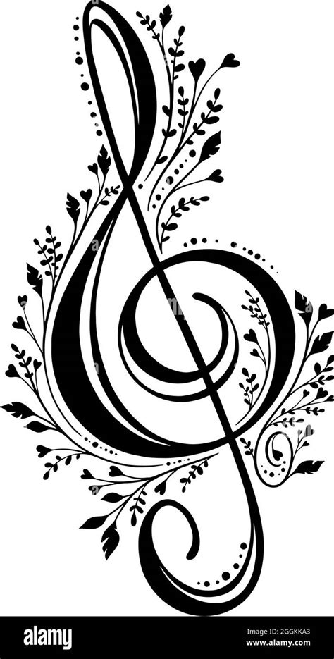 treble clef music symbol with cute floral pattern Stock Vector Image ...