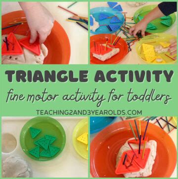 Toddler Triangle Shapes Activity that Also Builds Fine Motor Skills