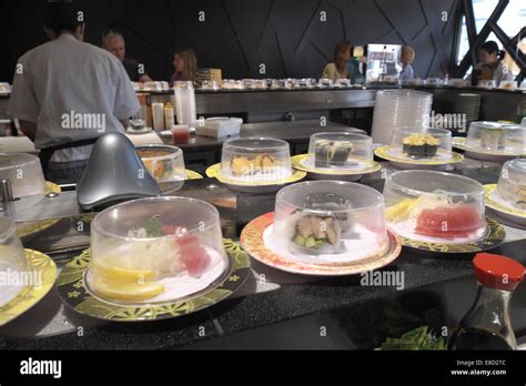 sushi train japanese restaurant in north sydney,australia Stock Photo ...