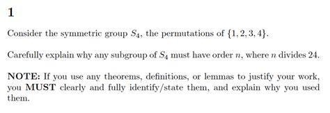 Solved Consider the symmetric group S4, the permutations of | Chegg.com