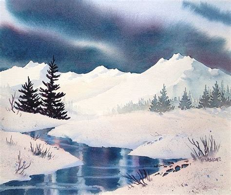 snow mountain watercolor painting - Norris Kozlowski