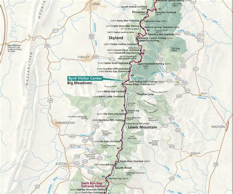 Central District Skyline Drive Map | Skyline Drive Overlooks Shenandoah ...