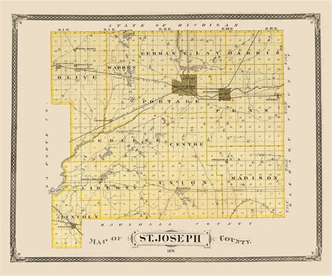 1876 Map of St Joseph County Indiana - Etsy