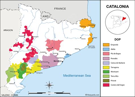 Catalonia Map of Vineyards Wine Regions