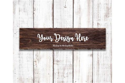 Farmhouse Wood Sign Mockup, Rustic Brown Wooden Sign