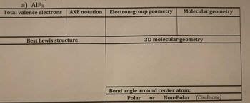 Answered: a) AlF3 Total valence electrons AXE… | bartleby