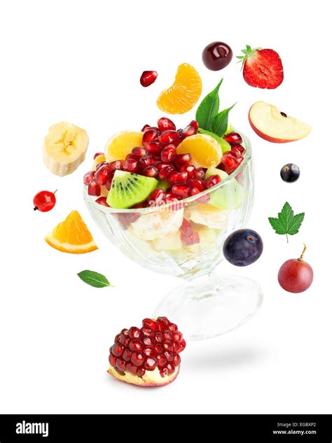 Healthy fruit salad on white background Stock Photo - Alamy