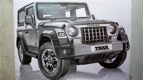 New Mahindra Thar 2020 Pencil Sketch 🔥 - YouTube