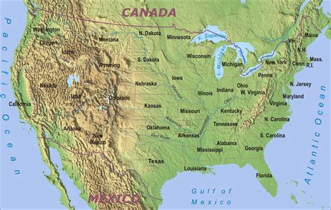 Geography Blog: Physical Map of the United States of America