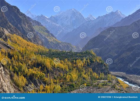 Beautiful Landscape of Hunza Valley in Autumn Season. Stock Photo ...