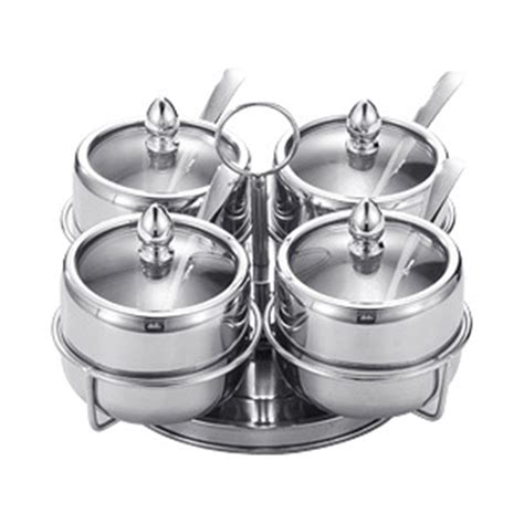 NEGJ 304 Stainless Steel Seasoning Pot Suit Kitchen Visual Seasoning Box Bridge Type Seasoning ...