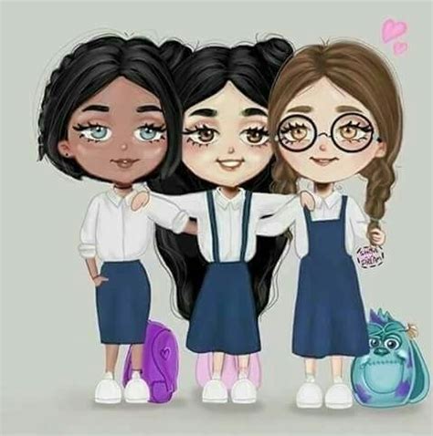 school and shine__dream image Best Friends Cartoon, Friend Cartoon, Best Friend Drawings, Girly ...