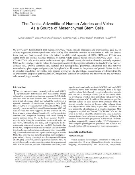 (PDF) The Tunica Adventitia of Human Arteries and Veins As a Source of Mesenchymal Stem Cells