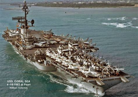 USS CORAL SEA CV 43 looking spiffy at Pearl | Navy aircraft carrier, Us navy ships, Aircraft carrier