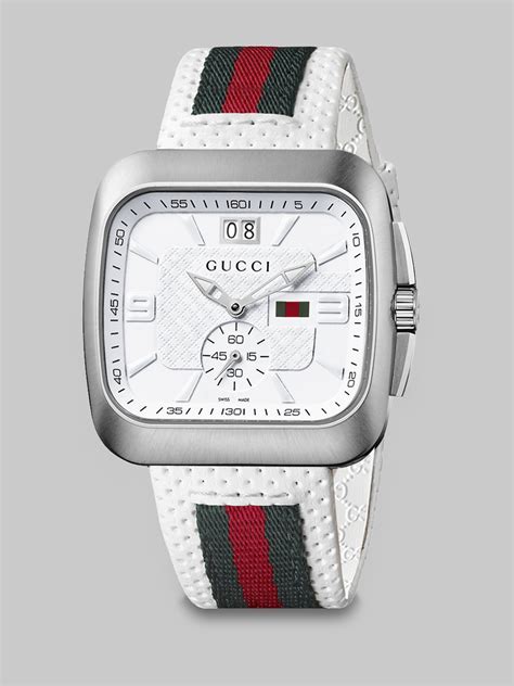 Gucci Coupe Stainless-Steel and Leather Watch in White for Men | Lyst