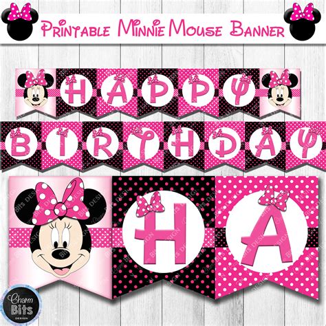 Minnie Mouse Banner Printable Minnie Mouse Birthday Banner