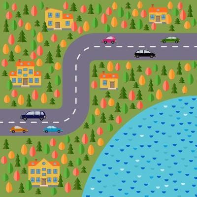 Village Road Vector Art, Icons, and Graphics for Free Download