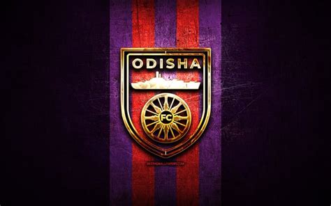 Download wallpapers Odisha FC, golden logo, ISL, violet metal ...