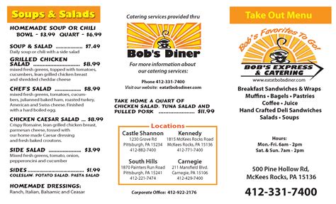 Menu | Bob's Diner