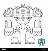 Robot Coloring Book Cyborg Warrior future For Children Vector  sketch template