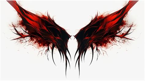 Premium AI Image | Demon red and black wings on white background