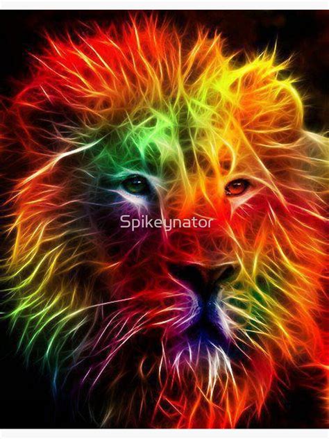 "Neon Lion" Art Print by Spikeynator | Redbubble