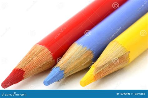 Pencil Crayons, Red, Blue Yellow Primary Colors Royalty Free Stock Image - Image: 12392926