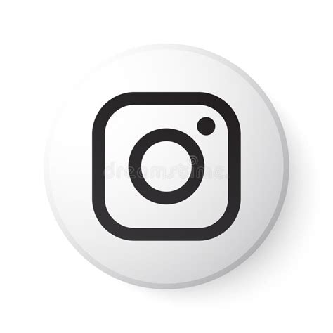 Instagram Circle White Button with Black Logo. Social Media Icon with ...