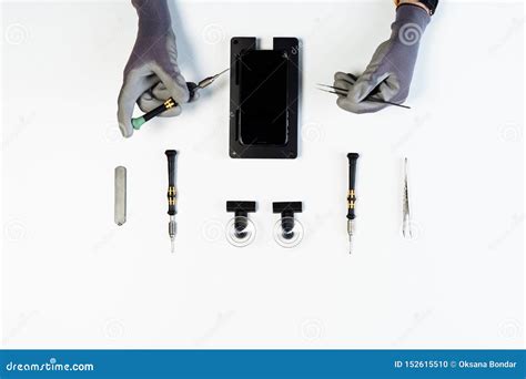 Process of Smartphone Display Repair Flat Lay Stock Photo - Image of isolated, dismantle: 152615510