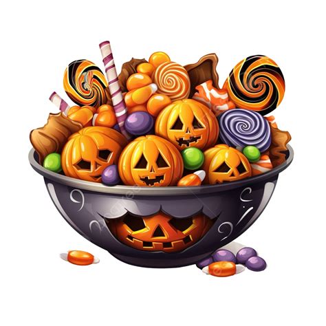 Trick Or Treat Candies Inside Witch Bowl Design, Halloween Scary Theme, Halloween Skull ...