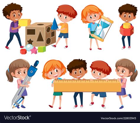 Set of student learning math tools Royalty Free Vector Image