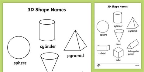 3D Shapes Names Colouring Sheets (teacher made)