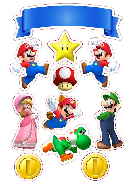 Fiesta de Super Mario Bros Toppers para Tartas, Tortas, Pasteles ...