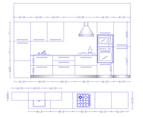 Plan and elevation of kitchen interior 2d view autocad file - Cadbull ...