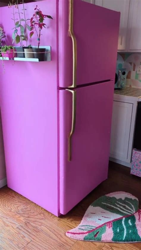 I’m a DIY fan - I painted my fridge pink and it totally transformed my kitchen | Retro pink ...