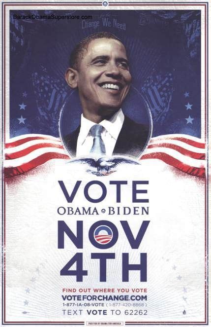 Rare Barack Obama Vote Change Campaign Poster | Advertising ref | Campaign posters, Obama ...