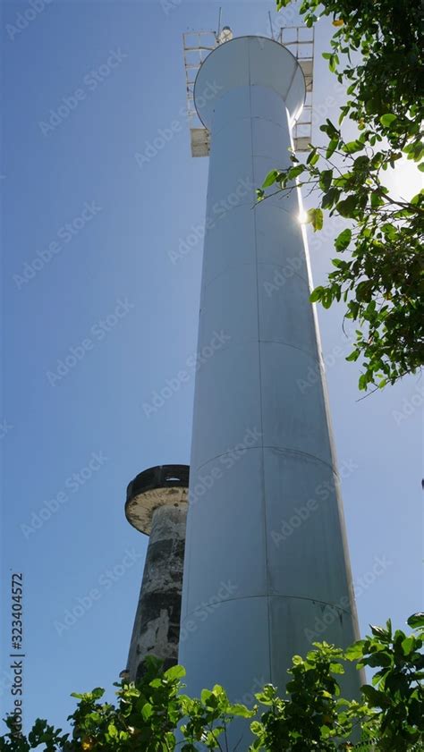 Two of the three lighthouses at Cape San Agustin, the southernmost tip ...