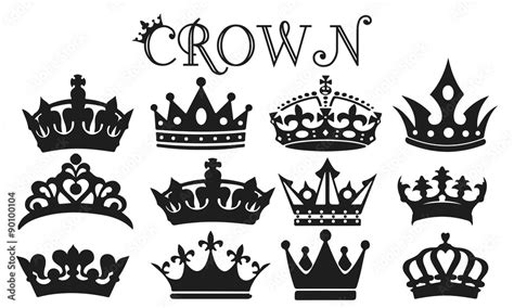 Crown Silhouette Set Vector Stock Vector | Adobe Stock