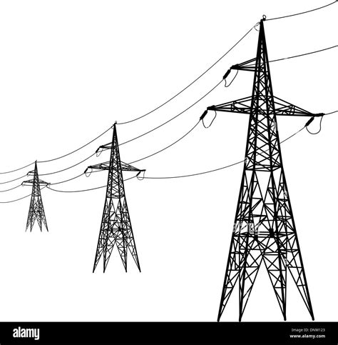 Silhouette of high voltage power lines. Vector illustration Stock Vector Image & Art - Alamy