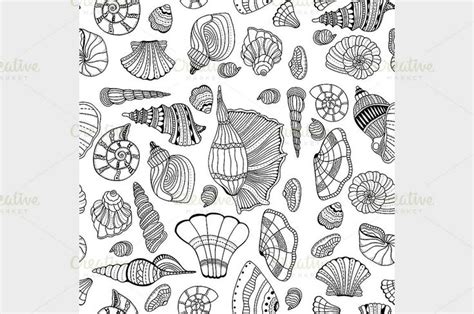 seashell seamless pattern | Seamless patterns, Pattern, Seashell drawing