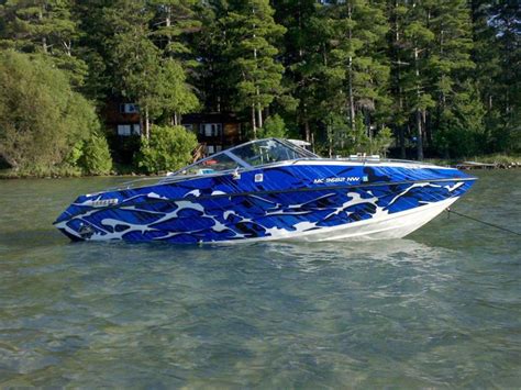 #Blue #camouflage total #covering on little boat. | Boat Covering | Pinterest | Boat, Boat wraps ...