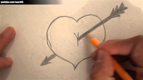 How to draw a heart with a arrow through it - YouTube