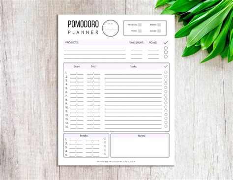 Pomodoro Planner, Printable, Productivity Planner, Time Management, Daily Planner, PDF, Planner ...