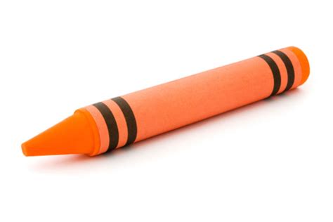 Single Orange Crayon Isolated On White Stock Photo - Download Image Now ...