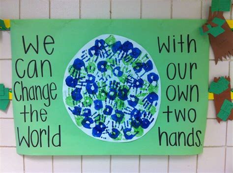 earth day handprint activity.. made this with my second graders today ...