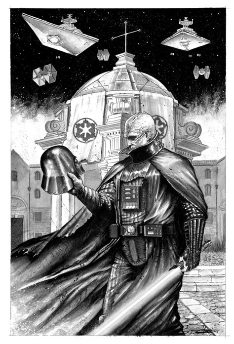 Darth Vader unmasked by LucaStrati on DeviantArt