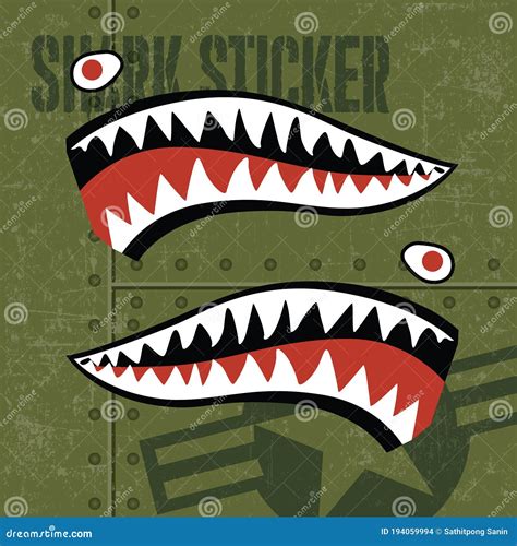 Flying Tiger Shark Mouth Sticker Vinyl on Green Background Vector ...