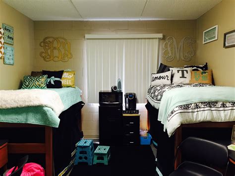 USF Maple Dorm Room - decor in mostly mint, gold, black, with some ...