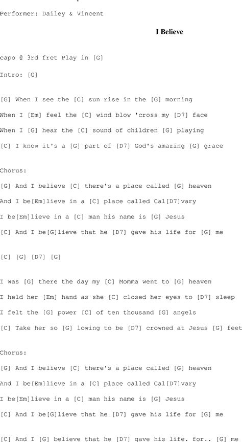 I Believe - Christian Gospel Song Lyrics and Chords