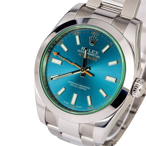 Rolex Milgauss 116400GV Green Crystal Blue Dial